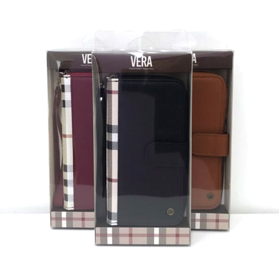 Simply Roar Samsung Galaxy S25 Plus VERA Check Pattern Zipper Diary Wallet Case