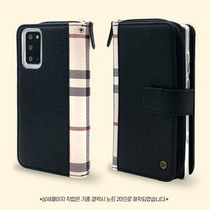 Simply Roar Samsung Galaxy S25 Plus VERA Check Pattern Zipper Diary Wallet Case