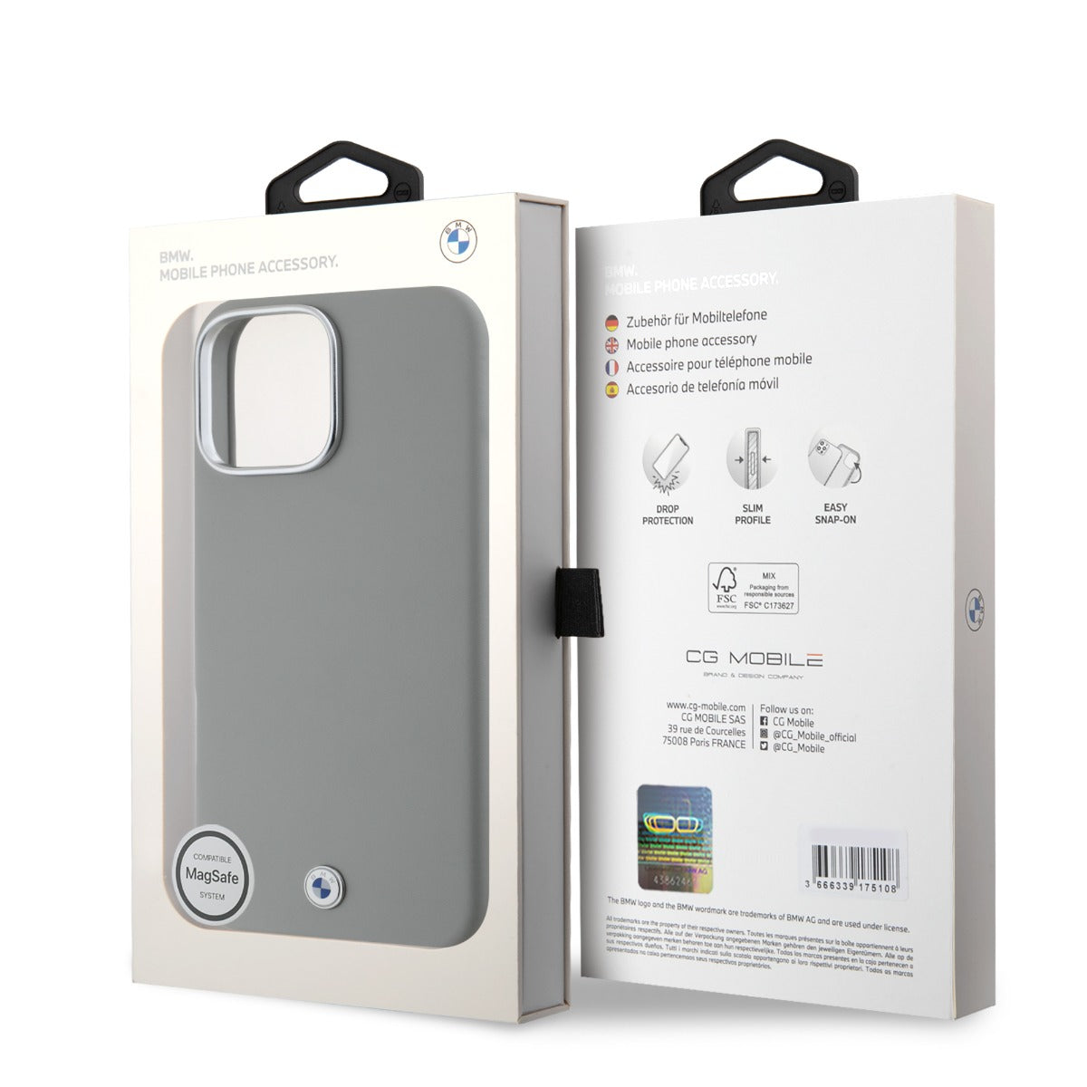 BMW iPhone 16 Pro PU Leather Metal Logo Hard Case MagSafe Magnetic