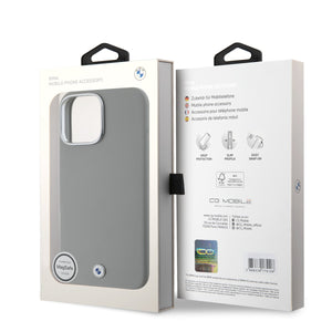 BMW iPhone 16 Pro PU Leather Metal Logo Hard Case MagSafe Magnetic
