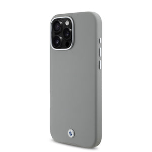 BMW iPhone 16 Pro PU Leather Metal Logo Hard Case MagSafe Magnetic