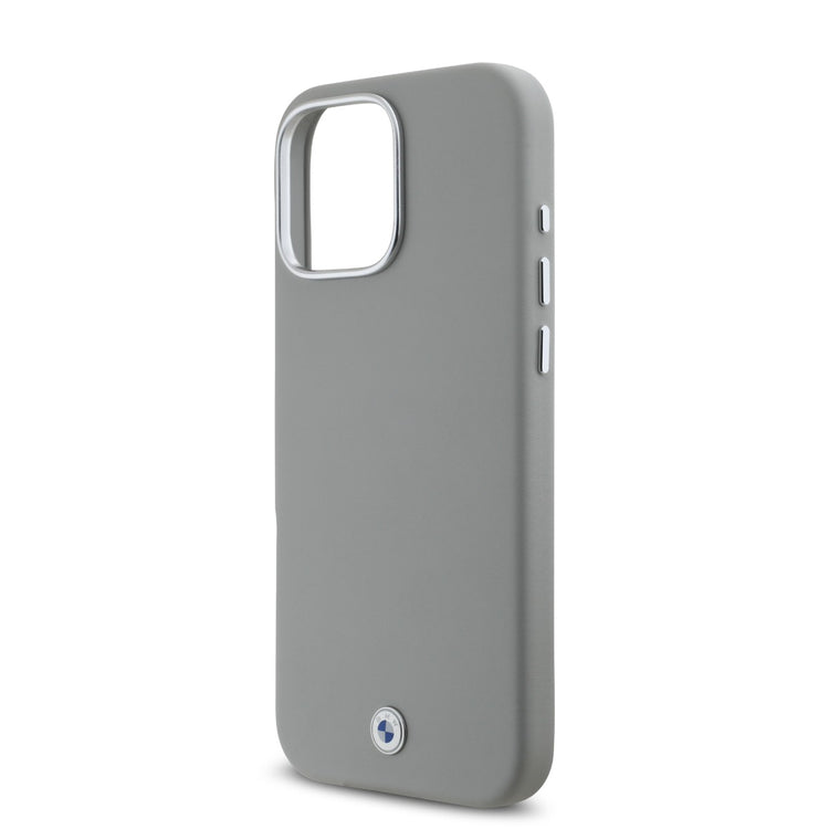 BMW iPhone 16 Pro PU Leather Metal Logo Hard Case MagSafe Magnetic