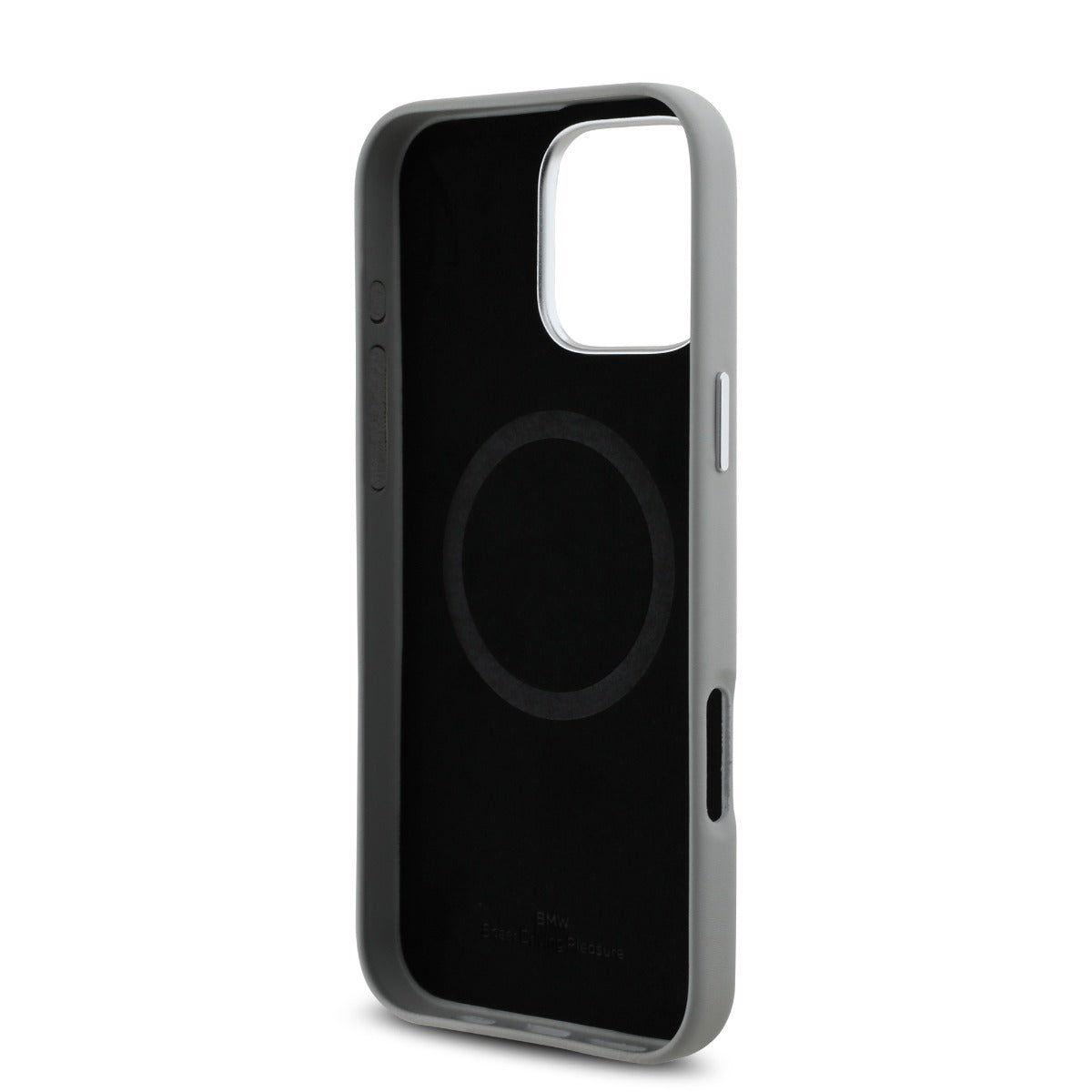 BMW iPhone 16 Pro PU Leather Metal Logo Hard Case MagSafe Magnetic