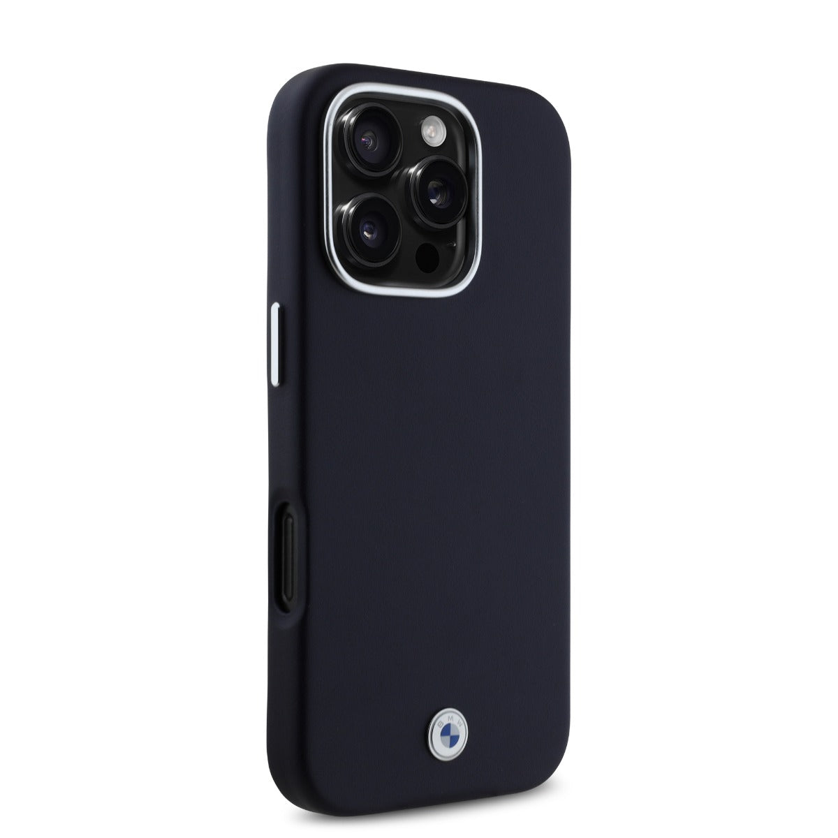 BMW iPhone 16 Pro PU Leather Metal Logo Hard Case MagSafe Magnetic