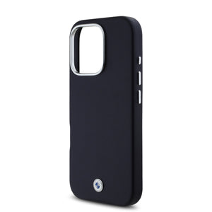 BMW iPhone 16 Pro PU Leather Metal Logo Hard Case MagSafe Magnetic