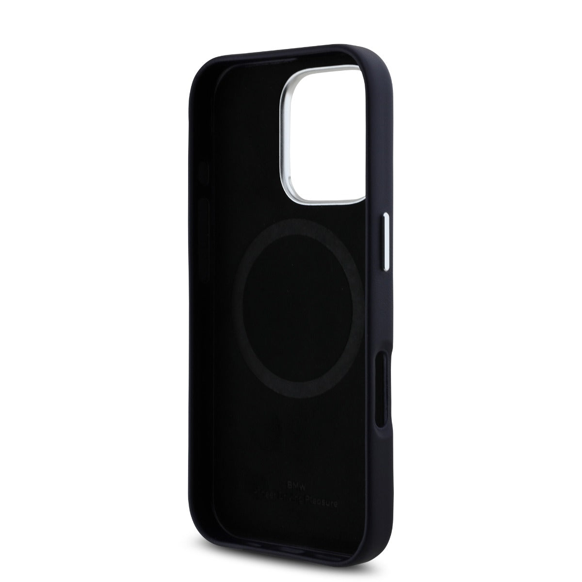 BMW iPhone 16 Pro PU Leather Metal Logo Hard Case MagSafe Magnetic