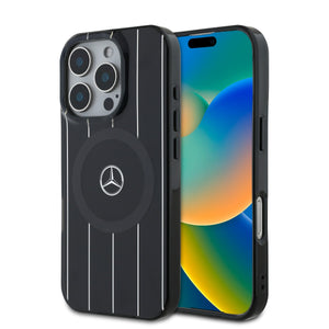 Mercedes-Benz iPhone 16 Pro Double Layer Crossed Lines Case MagSafe Magnetic