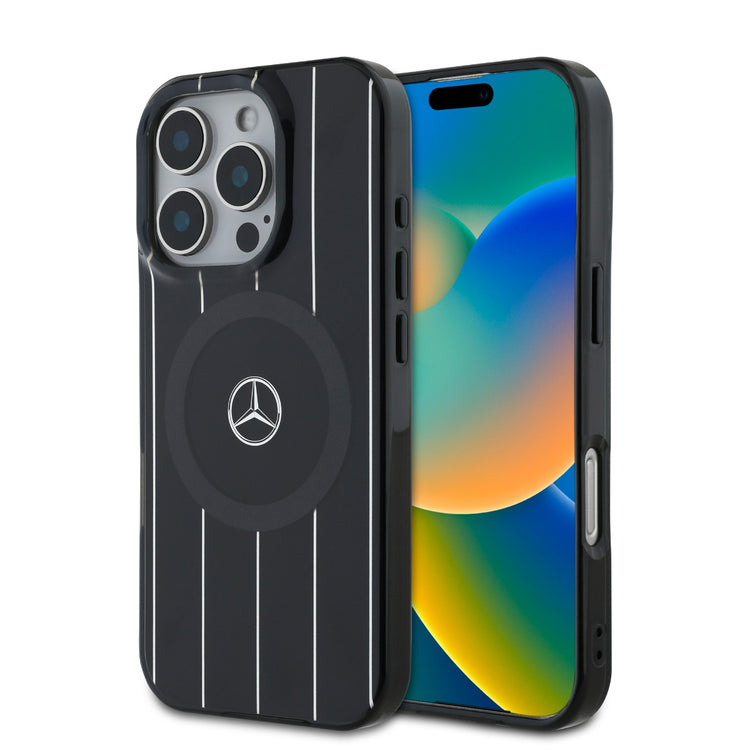 Mercedes-Benz iPhone 16 Pro Double Layer Crossed Lines Case MagSafe Magnetic