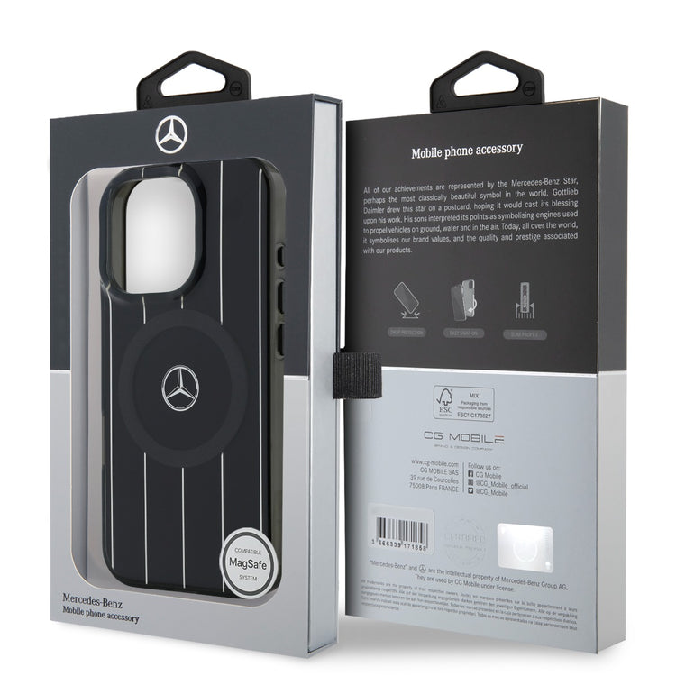Mercedes-Benz iPhone 16 Pro Double Layer Crossed Lines Case MagSafe Magnetic