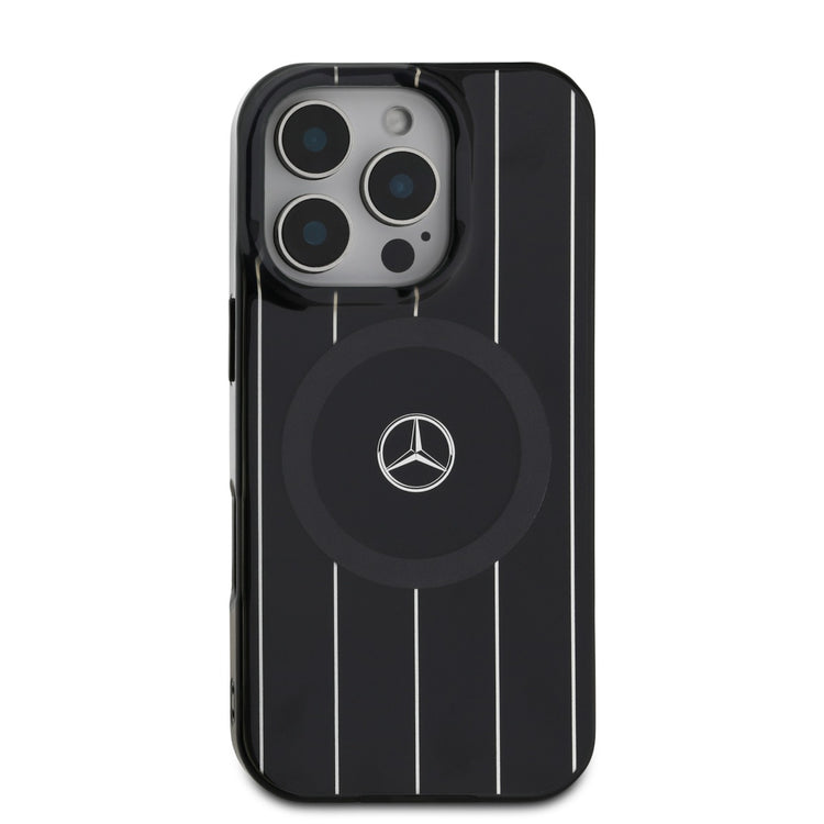 Mercedes-Benz iPhone 16 Pro Double Layer Crossed Lines Case MagSafe Magnetic