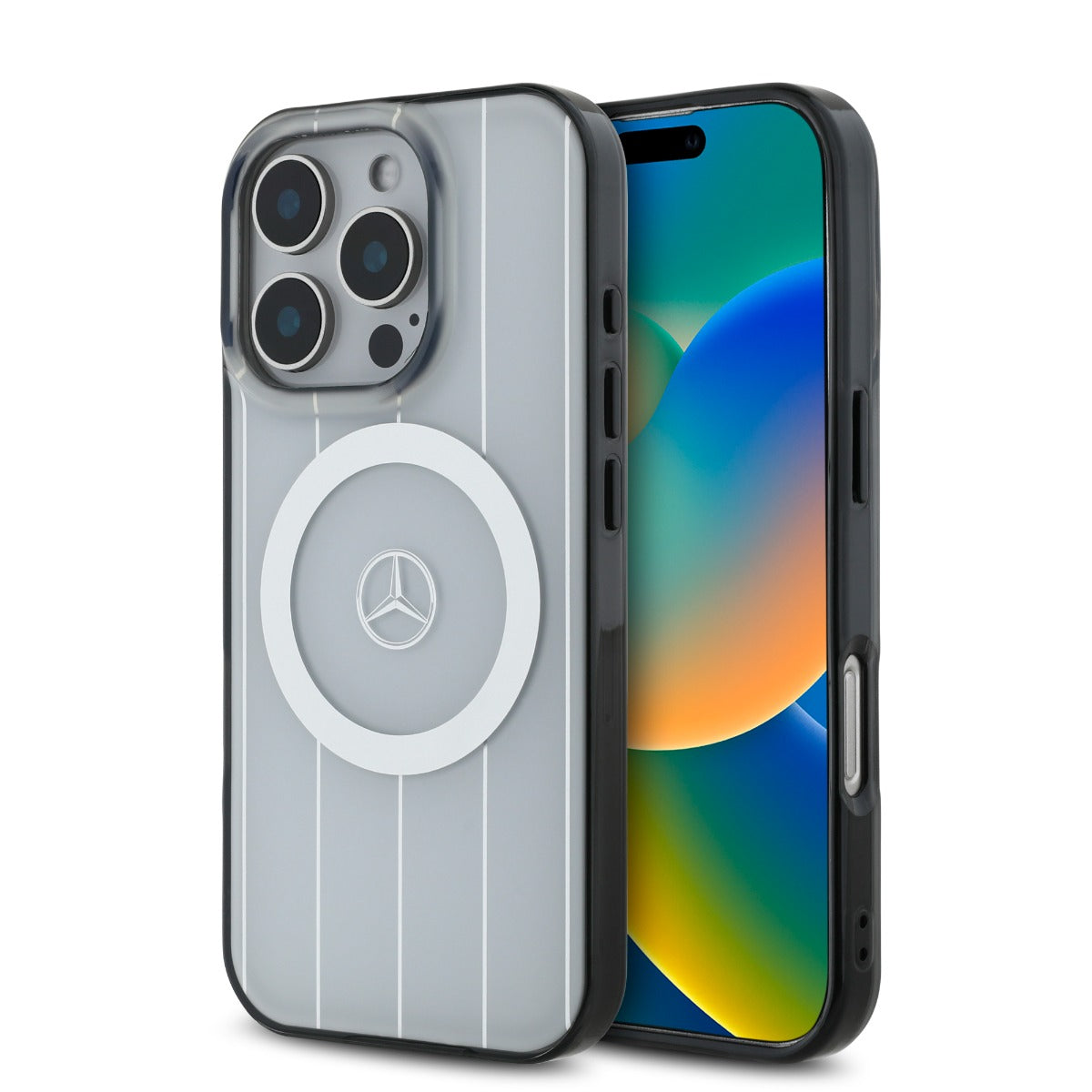 Mercedes-Benz iPhone 16 Pro Double Layer Crossed Lines Case MagSafe Magnetic