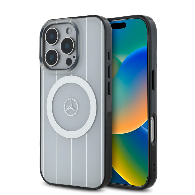 Mercedes-Benz iPhone 16 Pro Double Layer Crossed Lines Case MagSafe Magnetic