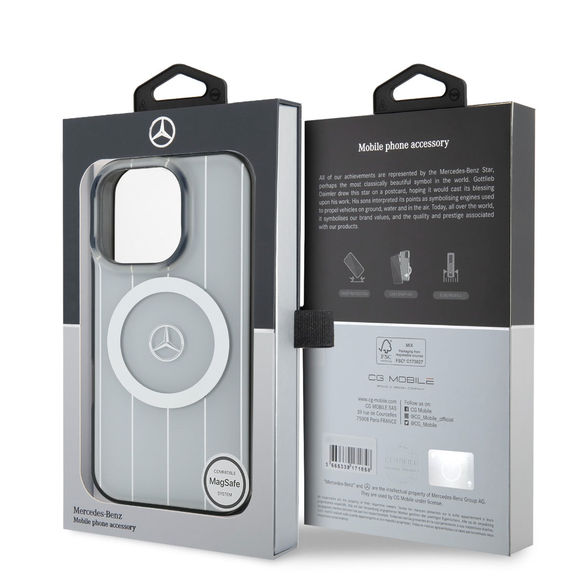 Mercedes-Benz iPhone 16 Pro Double Layer Crossed Lines Case MagSafe Magnetic