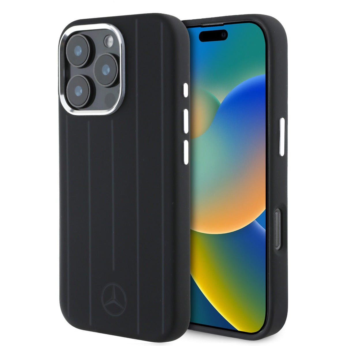 Mercedes-Benz iPhone 16 Pro Silicone Vertical Stripes Case MagSafe Magnetic