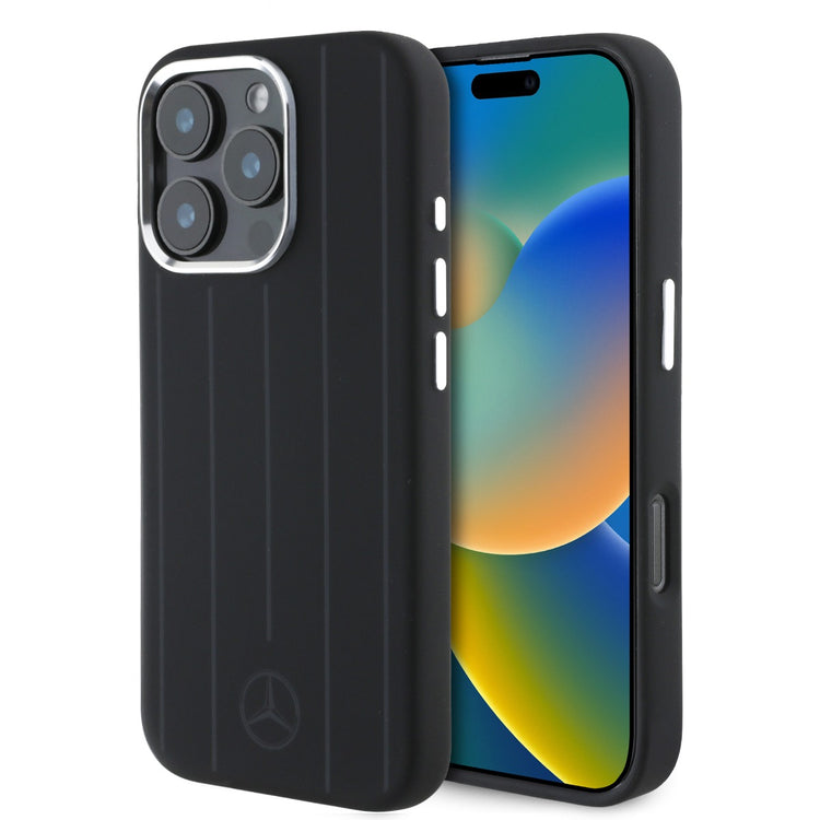 Mercedes-Benz iPhone 16 Pro Silicone Vertical Stripes Case MagSafe Magnetic
