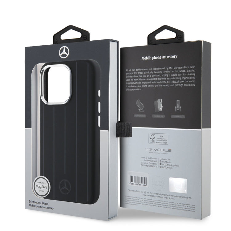 Mercedes-Benz iPhone 16 Pro Silicone Vertical Stripes Case MagSafe Magnetic