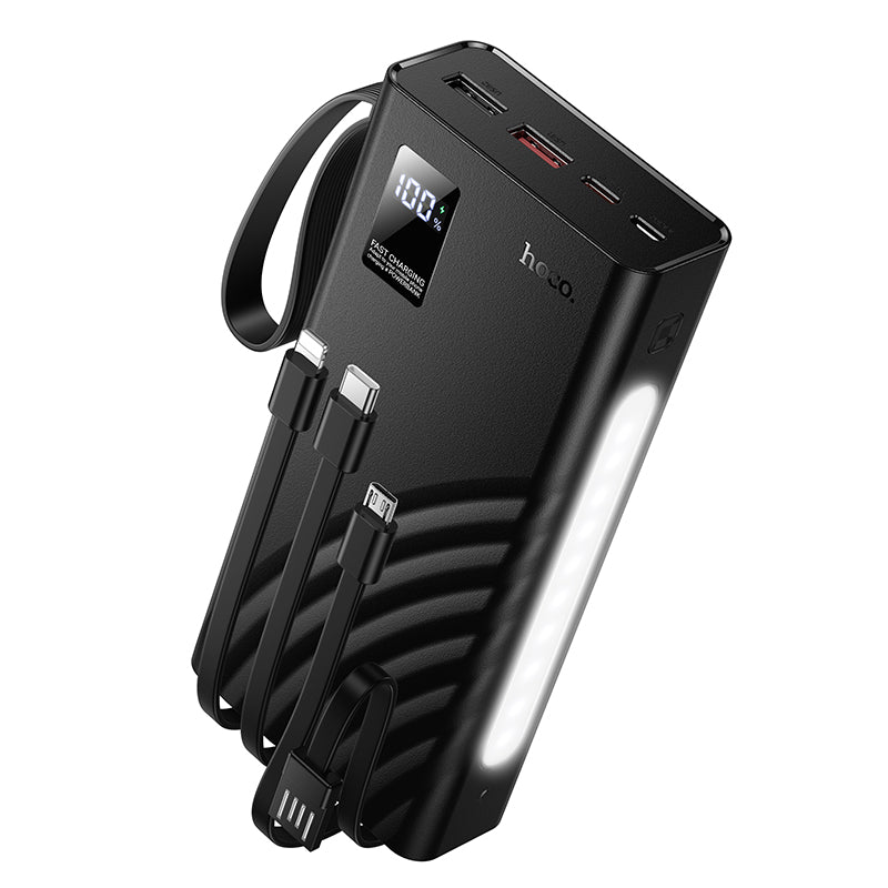 Hoco 20000mAh 22.5W PD20W Fast Charging Power Bank with 4 Built-In Cables and LED Light J155