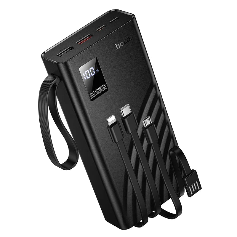 Hoco 20000mAh 22.5W PD20W Fast Charging Power Bank with 4 Built-In Cables and LED Light J155