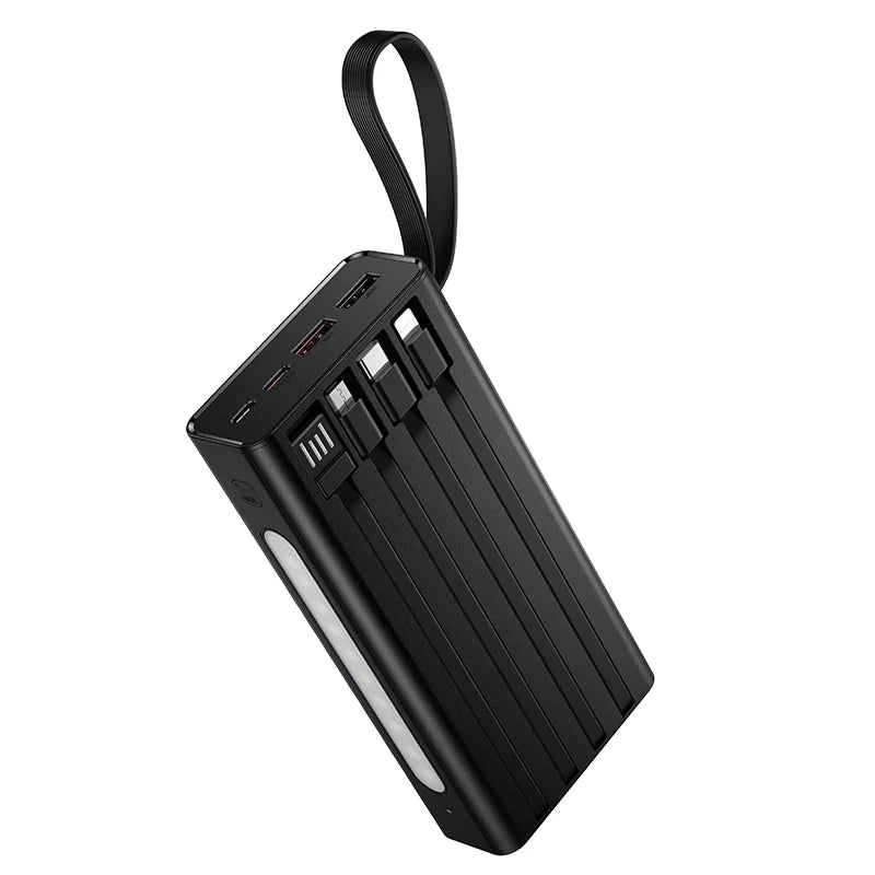 Hoco 20000mAh 22.5W PD20W Fast Charging Power Bank with 4 Built-In Cables and LED Light J155