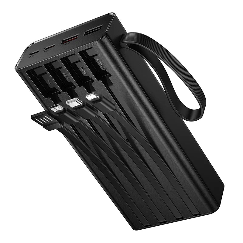 Hoco 20000mAh 22.5W PD20W Fast Charging Power Bank with 4 Built-In Cables and LED Light J155