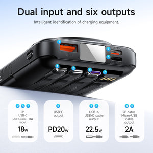 Hoco 10000mAh Magnetic Power Bank 22.5W PD20W with 4 Built-In Cables MagSafe Compatible J135