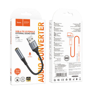 Hoco USB-A to 3.5mm External Sound Card Adapter with Microphone Support