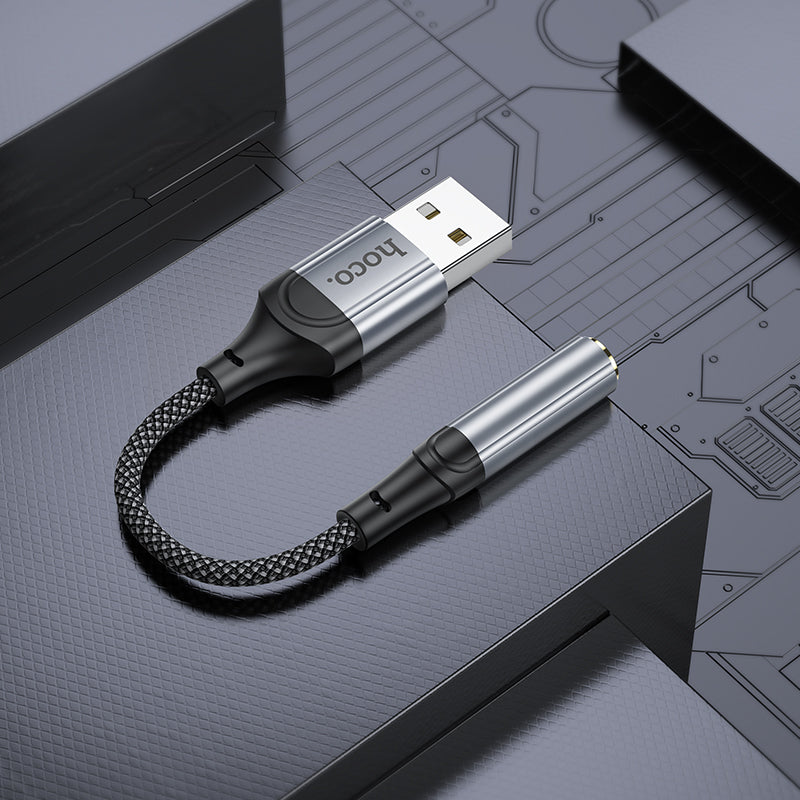 Hoco USB-A to 3.5mm External Sound Card Adapter with Microphone Support