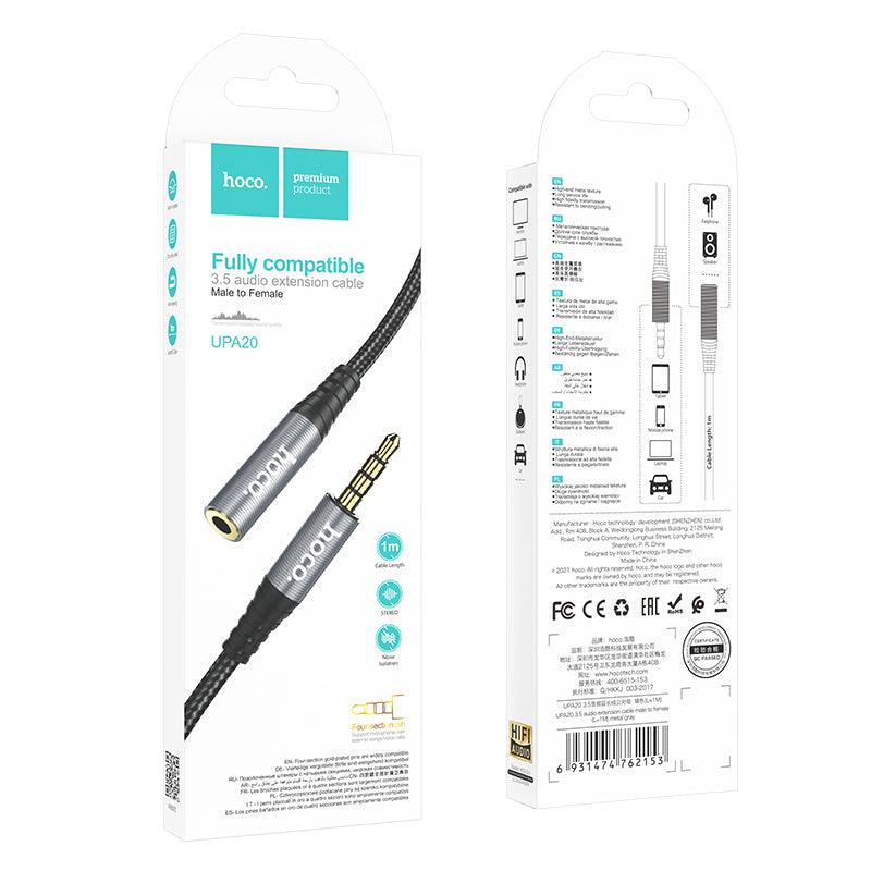 Hoco 3.5mm Audio Extension Cable AUX Stereo Male to Female Cable 1M UPA20