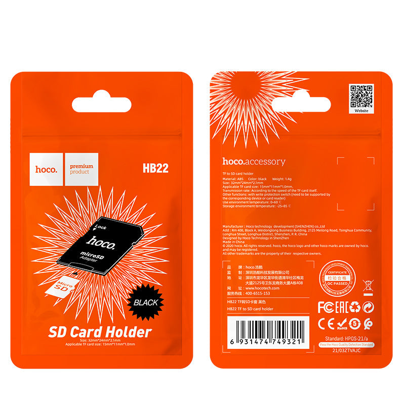 Hoco MicroSD TF Card to SD Card Adapter for Cameras and Laptops