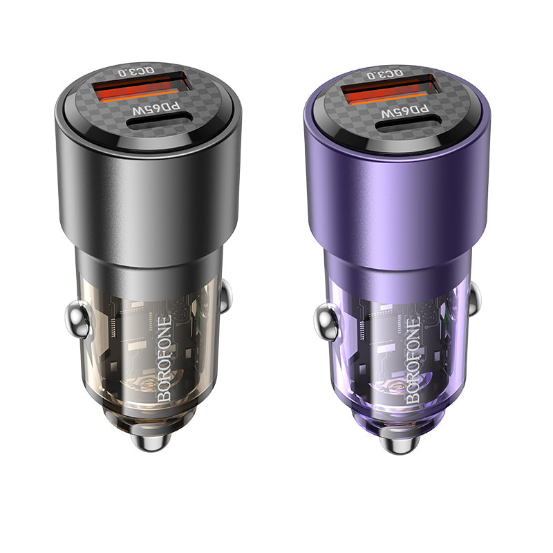 Borofone 83W Car Charger PD65W QC3.0 Dual Port Fast Charging Adapter BZ20A
