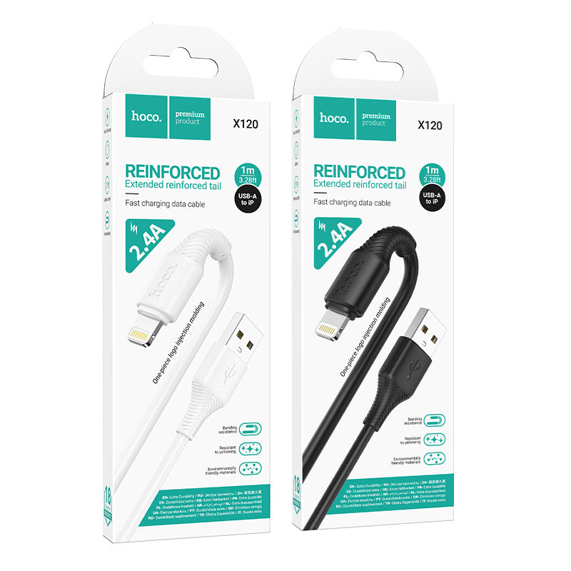 Hoco USB-A to Lightning Bend-Resistant Charging Data Cable for Daily Use