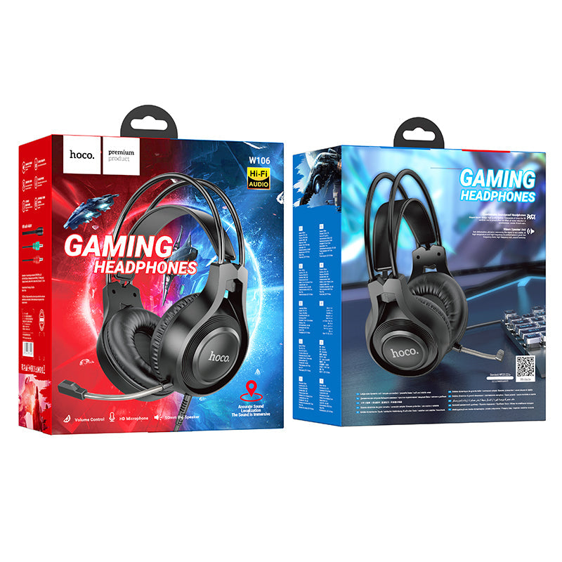 Hoco Gaming Headset Wired Stereo Sound Microphone PC Console W106