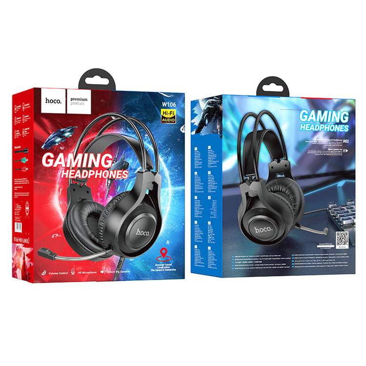 Hoco Gaming Headset Wired Stereo Sound Microphone PC Console W106