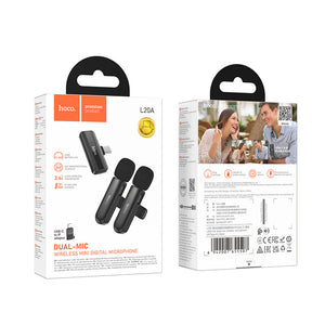 Hoco Dual Mic Wireless Lavalier Microphone with Lightning and USB-C