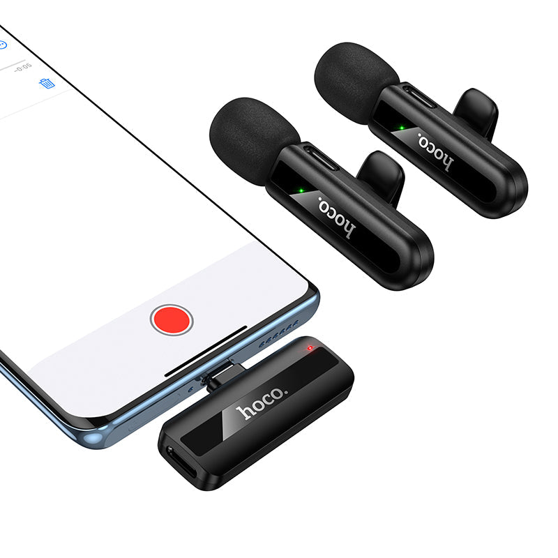 Hoco Dual Mic Wireless Lavalier Microphone with Lightning and USB-C