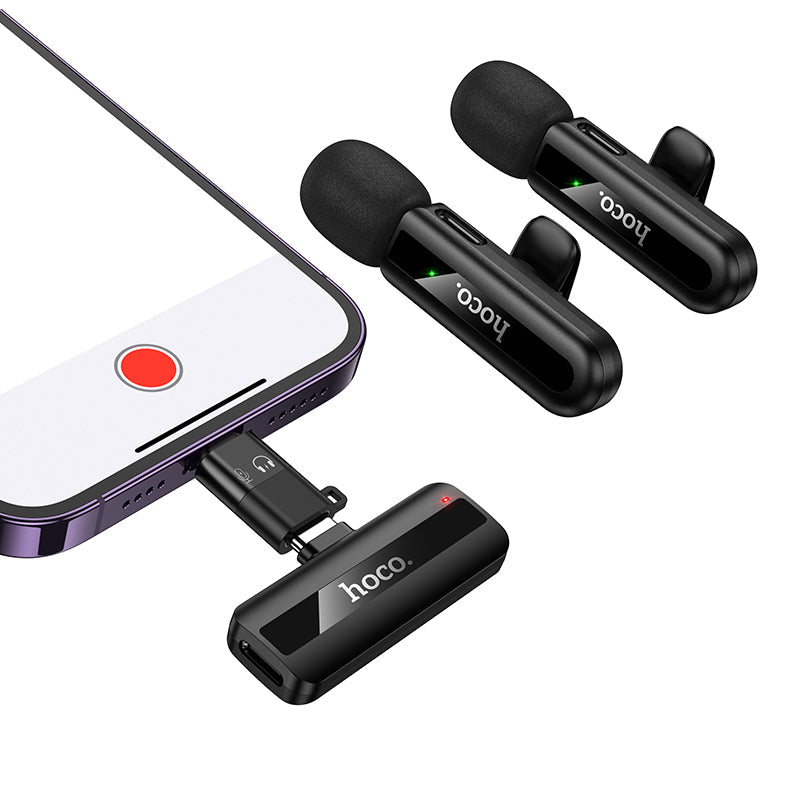 Hoco Dual Mic Wireless Lavalier Microphone with Lightning and USB-C