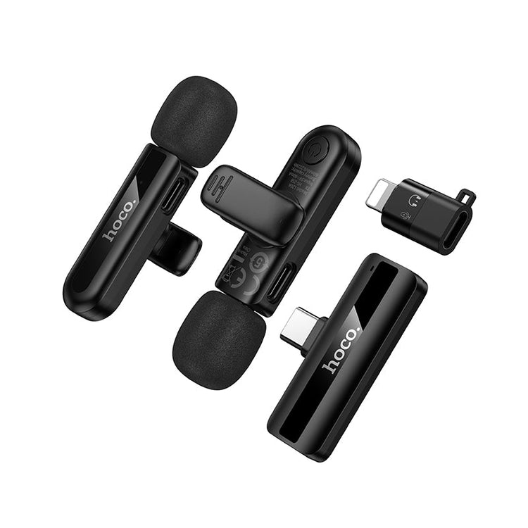 Hoco Dual Mic Wireless Lavalier Microphone with Lightning and USB-C