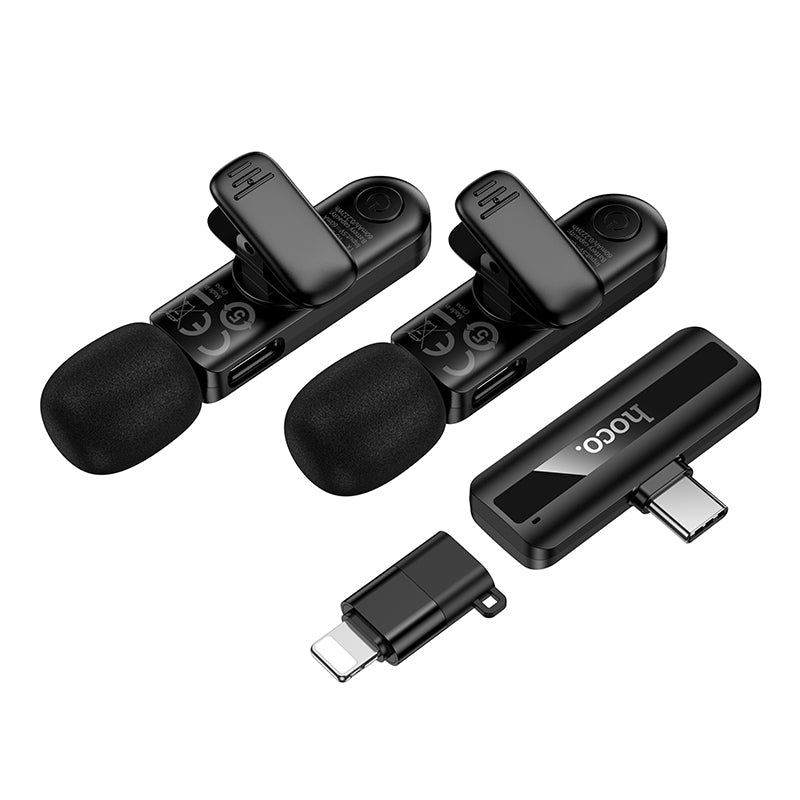 Hoco Dual Mic Wireless Lavalier Microphone with Lightning and USB-C