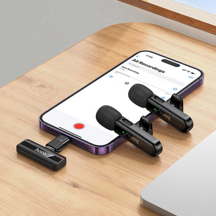 Hoco Dual Mic Wireless Lavalier Microphone with Lightning and USB-C