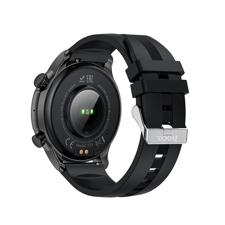 Hoco Round Smart Watch with Bluetooth Calling Fitness Tracker Sports Mode Black Y31
