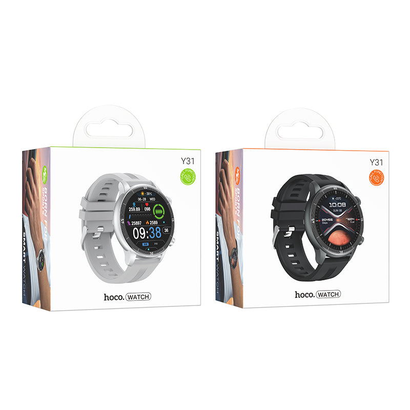 Hoco Round Smart Watch with Bluetooth Calling Fitness Tracker Sports Mode Black Y31
