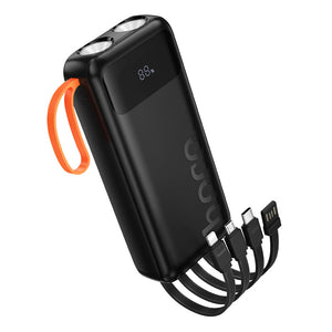 Hoco 20000mAh Power Bank with 4 Built-In Cables and Dual LED Lights Black J151A