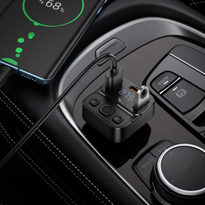 Hoco 35W Dual-Port Car Bluetooth FM Transmitter with PD20W Fast Charging