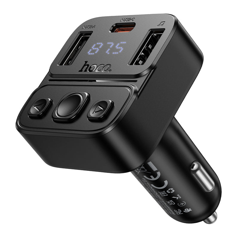 Hoco 35W Dual-Port Car Bluetooth FM Transmitter with PD20W Fast Charging