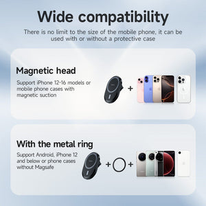 Hoco 15W All in 1 Magnetic Wireless Charging Car Holder MagSafe Compatible Fast Charge Black DCA71