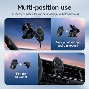 Hoco 15W All in 1 Magnetic Wireless Charging Car Holder MagSafe Compatible Fast Charge Black DCA71