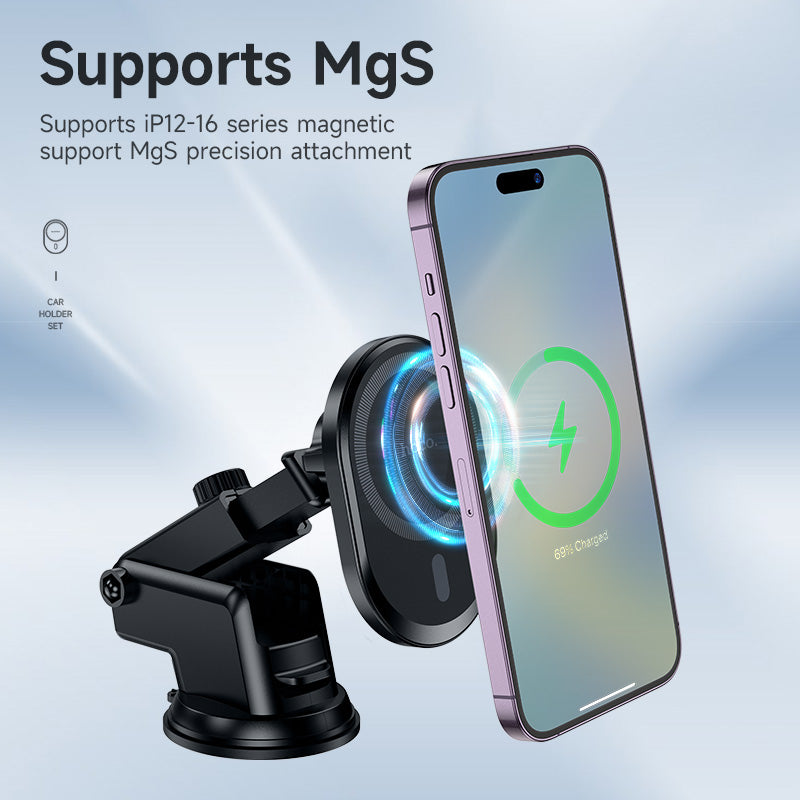 Hoco 15W All in 1 Magnetic Wireless Charging Car Holder MagSafe Compatible Fast Charge Black DCA71