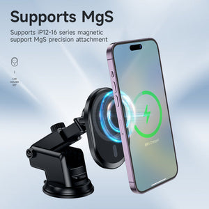 Hoco 15W All in 1 Magnetic Wireless Charging Car Holder MagSafe Compatible Fast Charge Black DCA71