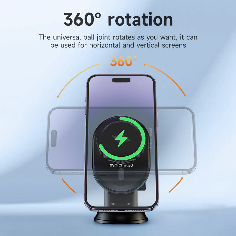Hoco 15W All in 1 Magnetic Wireless Charging Car Holder MagSafe Compatible Fast Charge Black DCA71
