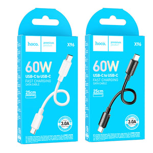 Hoco USB-C Fast Charging Data Cable with 27W Power Delivery, Compact 25cm